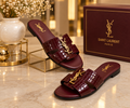 Saint Laurent Croc Embossed Slide Sandals