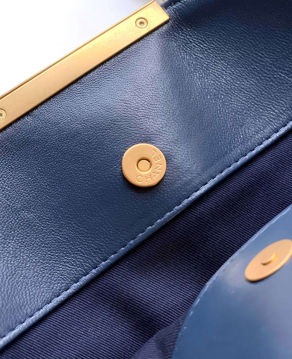 Blue Quilted Chain Extra Large Handbag