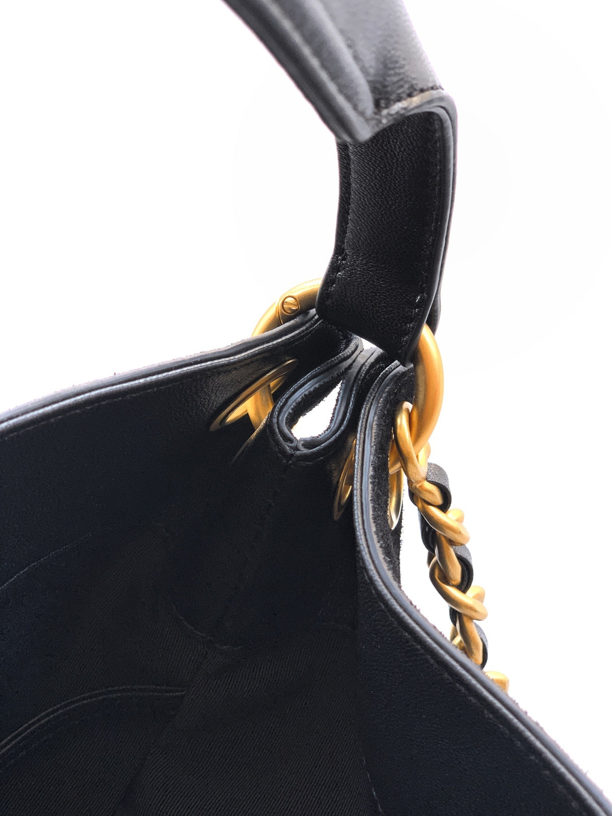 Black Quilted Chain Large Shoulder Handbag