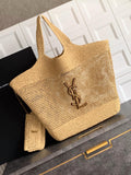 Luxury Woven Raffia Leather Tote Set
