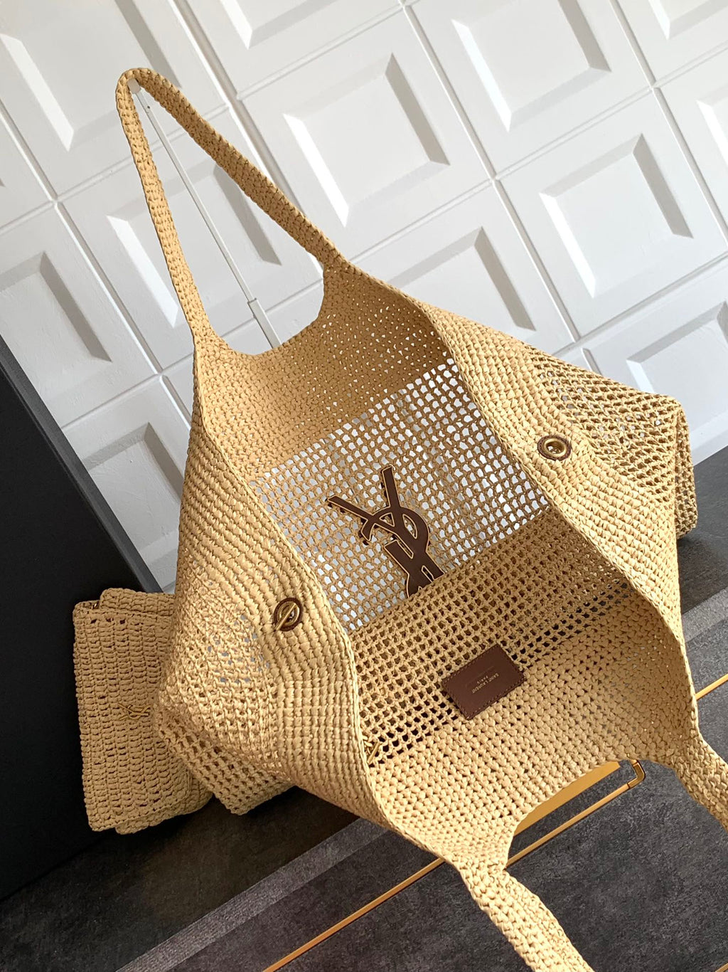 Luxury Woven Raffia Leather Tote Set