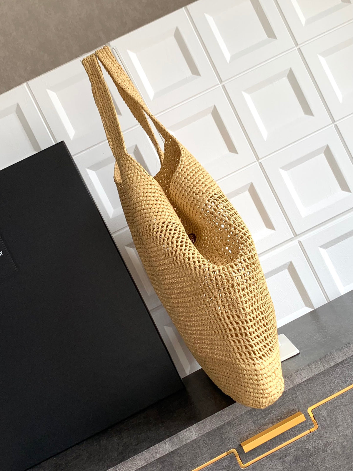 Luxury Woven Raffia Leather Tote Set
