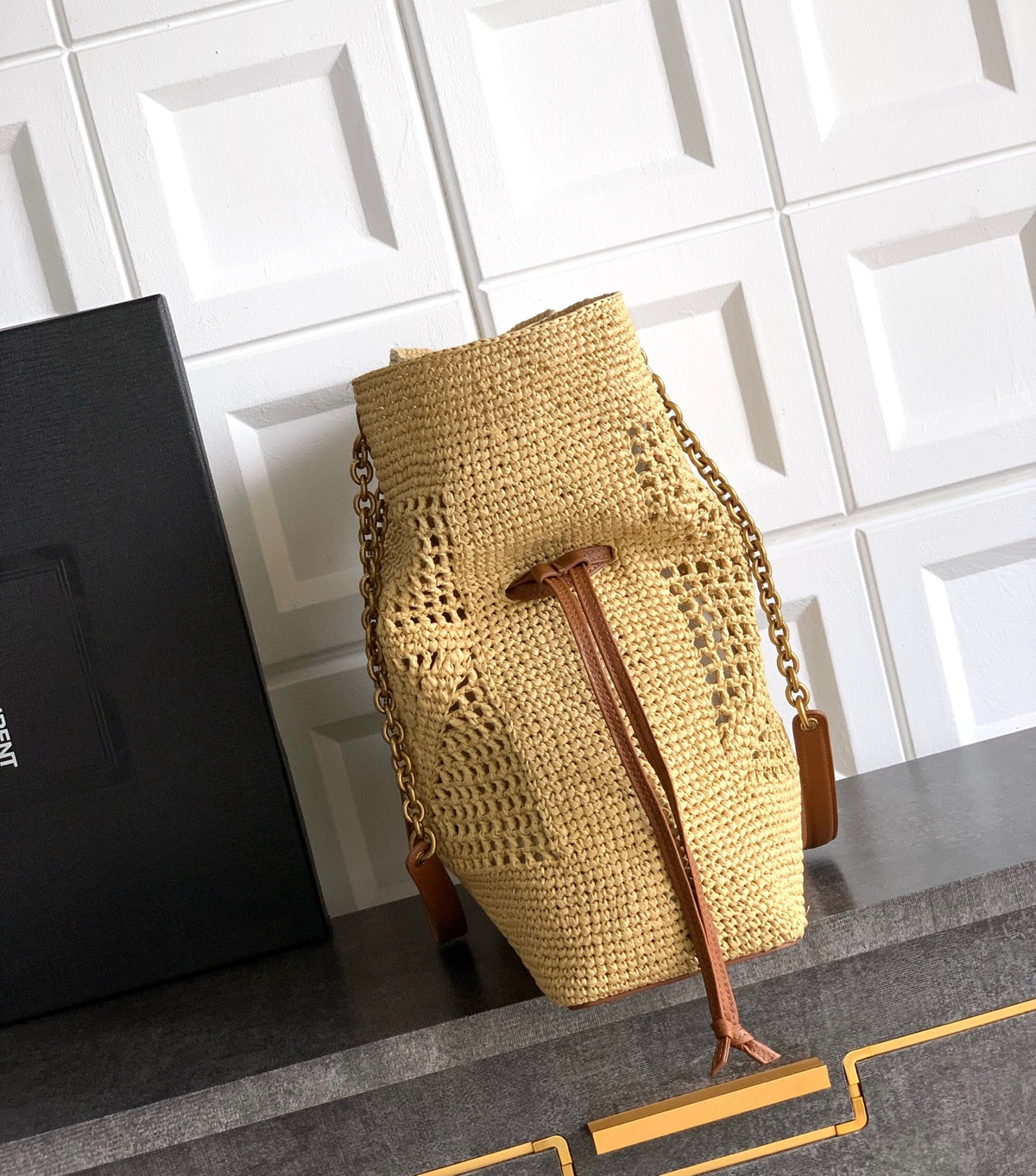 Luxury Woven Raffia Leather Shoulder Bag