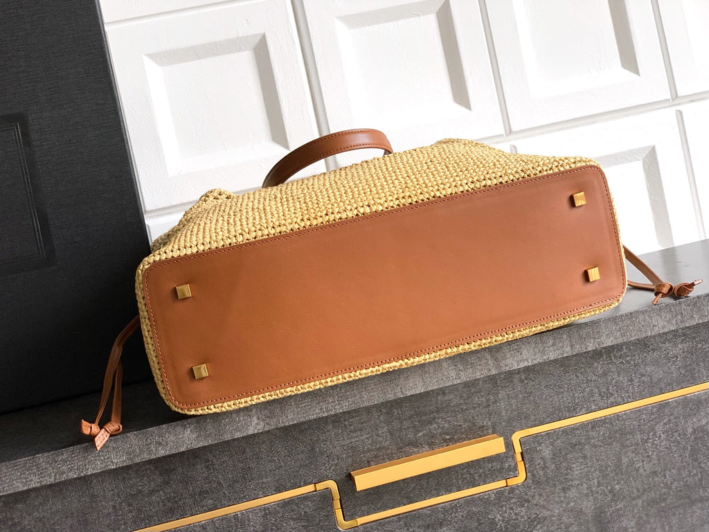 Luxury Woven Raffia Leather Shoulder Bag