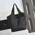 Luxury Black Woven Raffia Shopping Tote