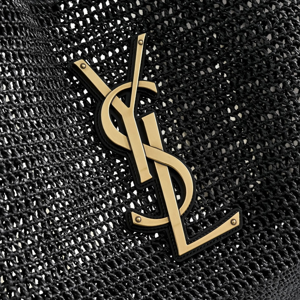 Luxury Black Woven Raffia Shopping Tote