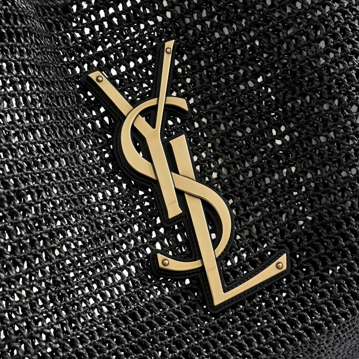 Luxury Black Woven Raffia Shopping Tote